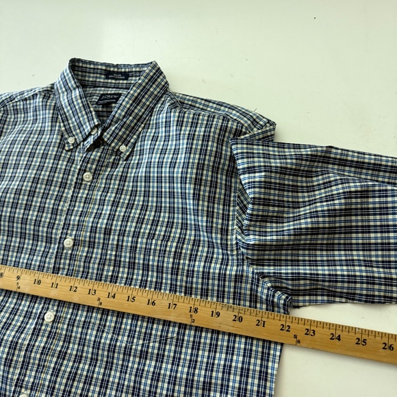 J. Crew Performance Slim Untucked Blue Yellow Plaid Button Down Shirt LARGE NWT - Picture 6 of 9